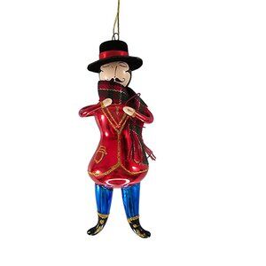 De Carlini Style Man Wearing Scarf Top Hat Glass Christmas Ornament